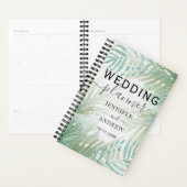 Moderne Tropische Bladkleurige Saliegroene Trouwpl Planner (Display)