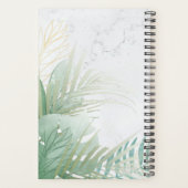 Moderne Tropische Bladkleurige Saliegroene Trouwpl Planner (Achterkant)