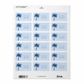 Moderne Tropische Blauwe Glitterpalm  Etiket (Full Sheet)