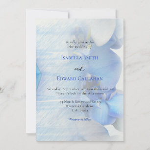 Moderne Tropische Blauwe Orchidee Bloemige Bruilof Kaart