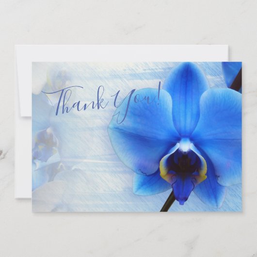 Moderne Tropische Blauwe Orchidee Floral Weduwfoto Bedankkaart (Achterkant)