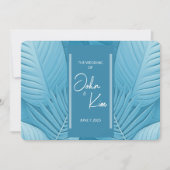 Moderne Tropische Blauwgroen Horizontale Huwelijks Kaart (Voorkant)