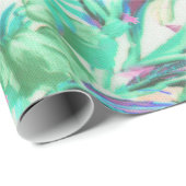 Moderne tropische blauwgroen roze flamingo cadeaupapier (Rol Hoek)