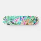 Moderne tropische blauwgroen roze flamingo persoonlijk skateboard (Horizontaal)