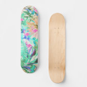 Moderne tropische blauwgroen roze flamingo persoonlijk skateboard (Voorkant)