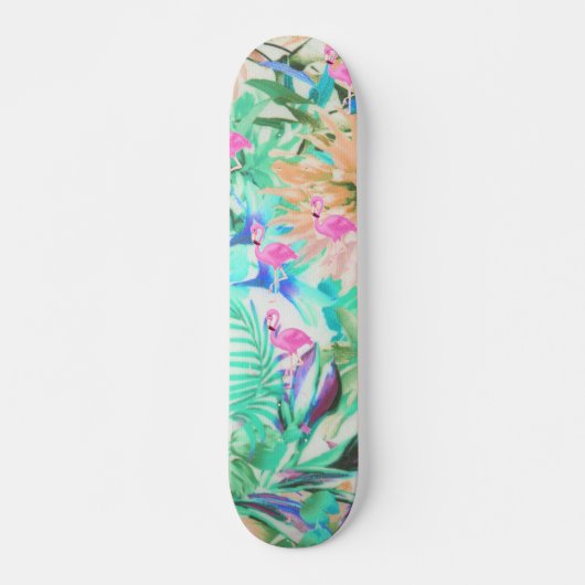 Moderne tropische blauwgroen roze flamingo persoonlijk skateboard (Voorkant)