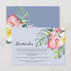 Moderne tropische bloem Hawaii bruiloft Informatiekaartje