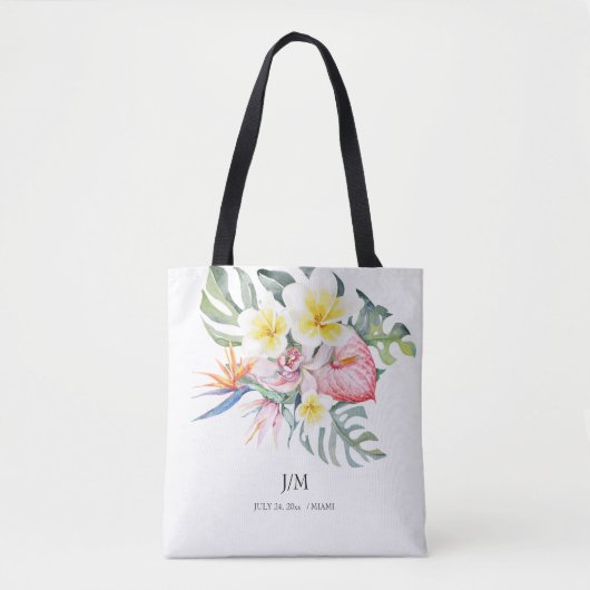 Moderne Tropische Bloem Monstera Tote Bag (Voorkant)