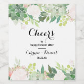 Moderne Tropische Bloemen Bruiloft Wijn Labels Wijn Etiket (Enkel label)