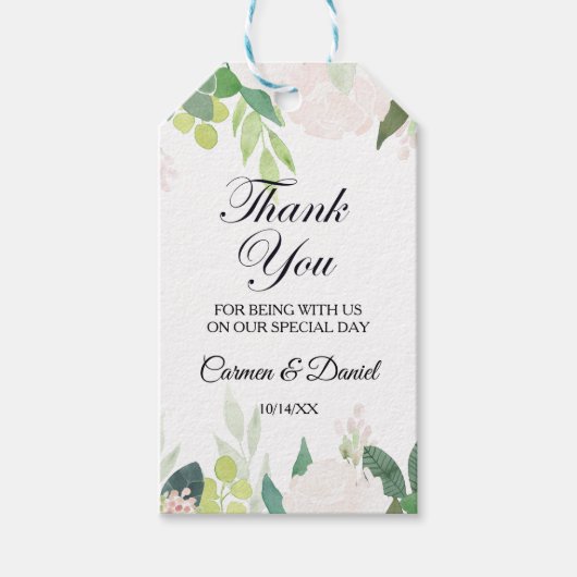 Moderne tropische bloemen dank u cadeaulabel (Voorkant)