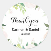 Moderne tropische bloemen dank u voor uw gunst ronde sticker (Voorkant)