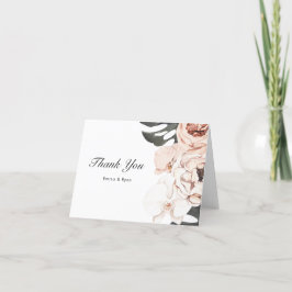 Moderne tropische bloemen en Monstera Bedankkaart