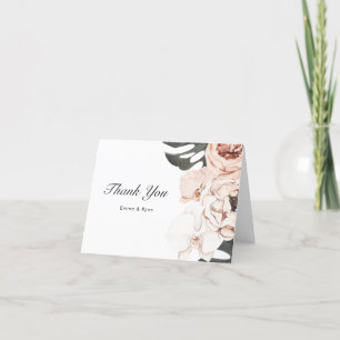 Moderne tropische bloemen en Monstera Bedankkaart