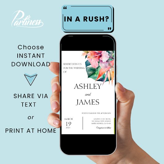 Moderne tropische bloemen groen bruiloft kaart