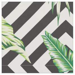 Moderne tropische bloemen met geometrisch patroon stof