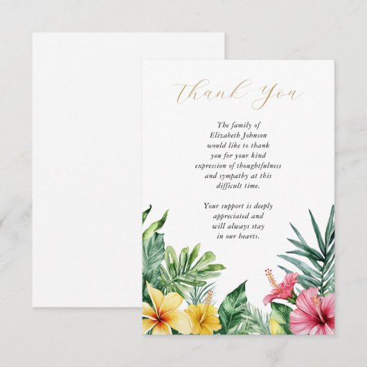 Moderne tropische bloemen viering van het leven be bedankkaart (Voorkant / Achterkant)