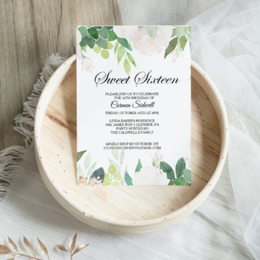 Moderne tropische bloemen zoete zestien verjaardag kaart