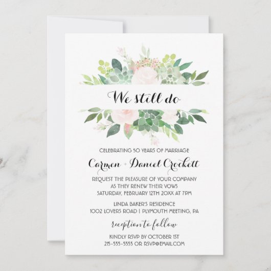 Moderne tropische bloemengelofte vernieuwing kaart (Voorkant)