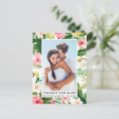 Moderne tropische bloemfoto Verander de datum Briefkaart (Staand voorkant)