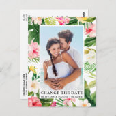 Moderne tropische bloemfoto Verander de datum Briefkaart (Voorkant / Achterkant)