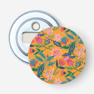 Moderne Tropische Bloempatroon Button Flesopener