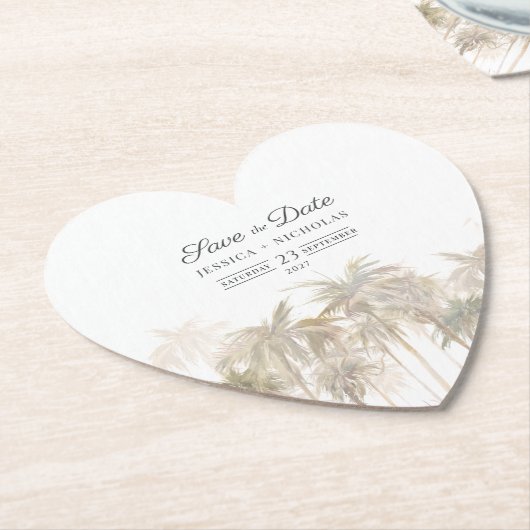 Moderne tropische bomen die de datum opslaan kartonnen onderzetters (Gekanteld)