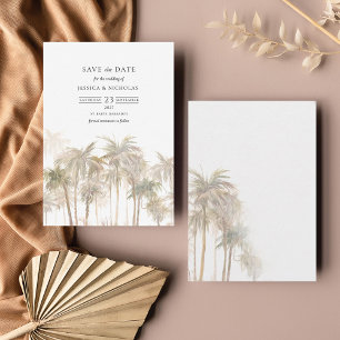 Moderne Tropische Bomen Typografie Bruiloft Save The Date