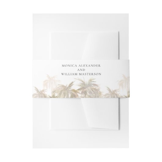 Moderne tropische bomen typografie bruiloft uitnodigingen wikkel (Voorkant Voorbeeld)