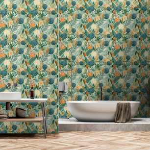 Moderne tropische botanische bladeren badkamer behang