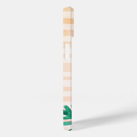 Moderne tropische botanische bloemstrepen monogram Case-Mate iPhone case (Achterkant / Rechts)
