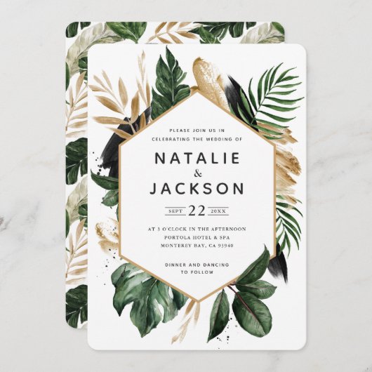 Moderne tropische botanische bruingebladerheid (Voorkant / Achterkant)