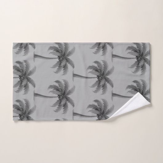 Moderne tropische botanische palmbomen op grijs bad handdoek (Handdoek)