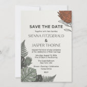 Moderne Tropische Botanische 'Save the Date' Kaart (Voorkant)