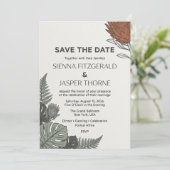 Moderne Tropische Botanische 'Save the Date' Kaart (Staand voorkant)