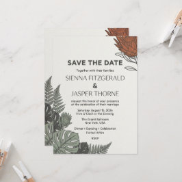 Moderne Tropische Botanische 'Save the Date' Kaart