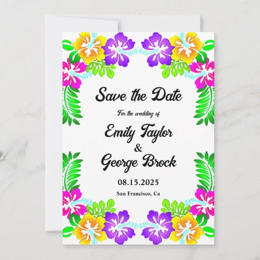 Moderne tropische botanische tuin bloemenbruiloft save the date (Voorkant)