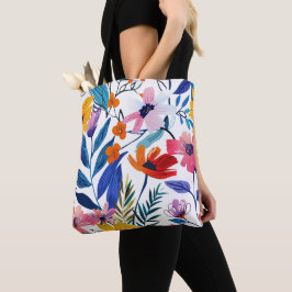 Moderne Tropische Botanische Wilde Bloem Patroon W Tote Bag