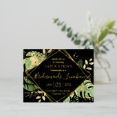 Moderne Tropische Bridesmaids Luncheon Shower Gold Folie Uitnodiging Briefkaart (Staand Voorkant)