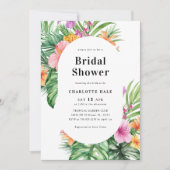 Moderne Tropische Bruidsdouche met Bloemen Kaart (Voorkant)