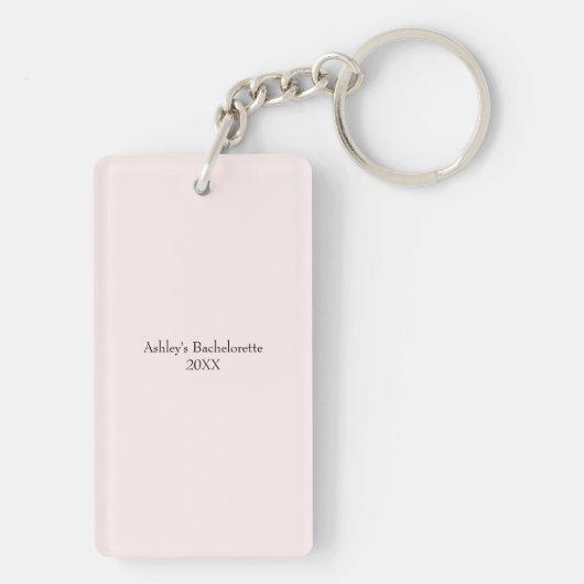 Moderne Tropische Bruidsmeisje Roze Flamingo Sleutelhanger (achterkant)