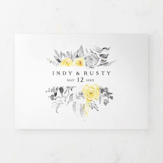 Moderne tropische bruiloft alles in één drievoudig drieluik uitnodiging (Cover)