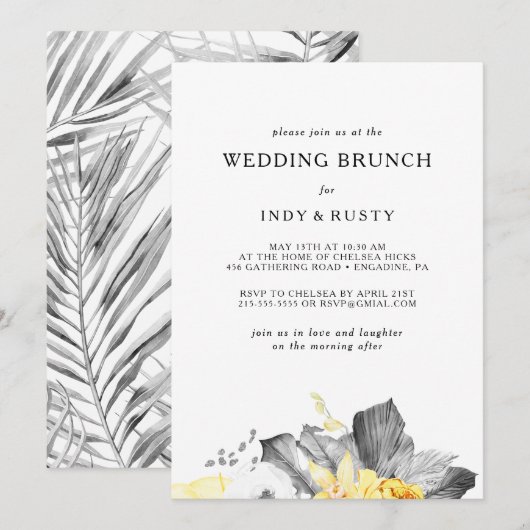 Moderne tropische bruiloft brunch uitnodiging (Voorkant / Achterkant)