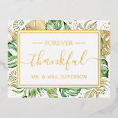 Moderne Tropische Bruiloft Dhr. & Mevrouw. Dank U Folie Uitnodiging Briefkaart (Voorkant)