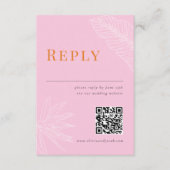 Moderne Tropische Bruiloft RSVP Kaart met QR code (Voorkant)