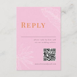Moderne Tropische Bruiloft RSVP Kaart met QR code