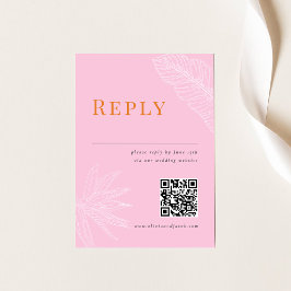 Moderne Tropische Bruiloft RSVP Kaart met QR code