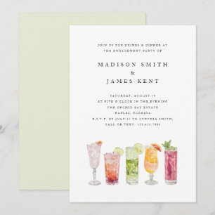 Moderne Tropische Cocktails Wedding Engagement Par Kaart
