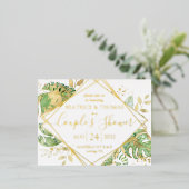 Moderne Tropische Couple's Shower Gold Folie Uitnodiging Briefkaart (Staand Voorkant)