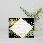 Moderne Tropische Couple's Shower Gold Folie Uitnodiging Briefkaart (Staand Voorkant)