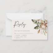 Moderne tropische elegant bruiloft RSVP-kaart Notitiekaartje (Voorkant)